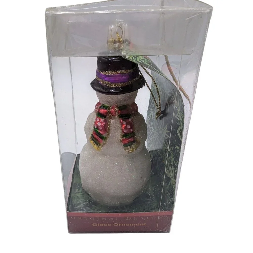 Margaret Cobane Original Designs Snowman Glass Ornament